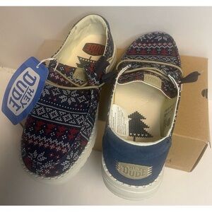 Hey Dude Wendy Winter Sweater Navy/Multi Size 7